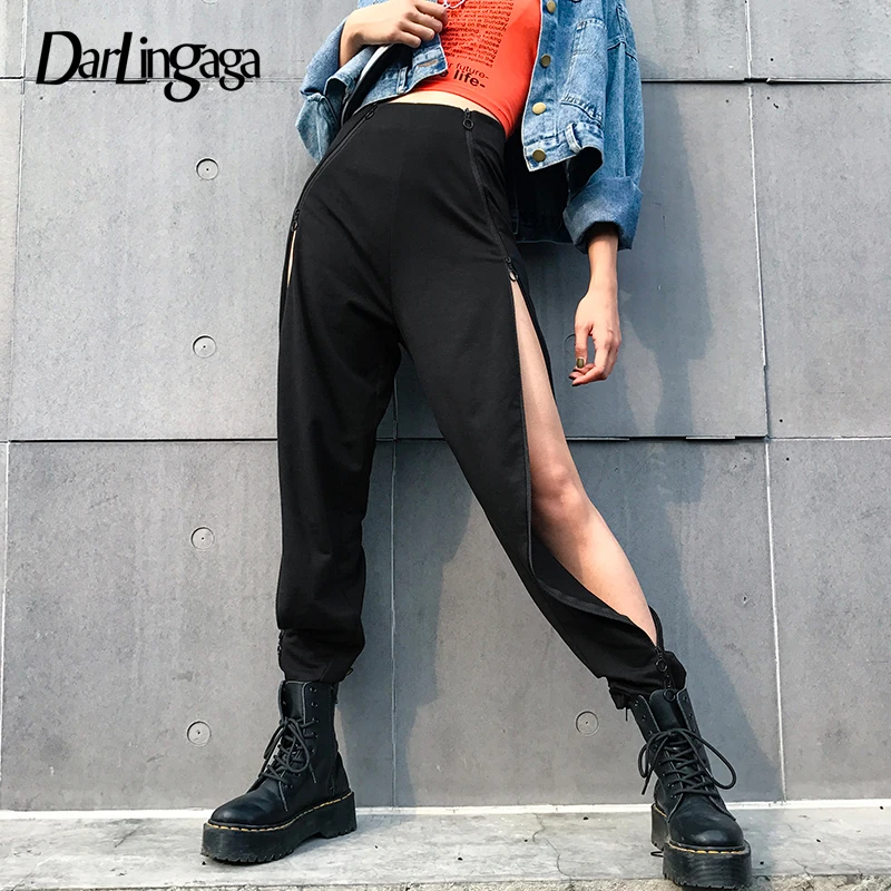 

Darlingaga Streetwear Hip Hop loose harem pants dance side zipper trousers high waist pants women casual joggers bottom pantalon