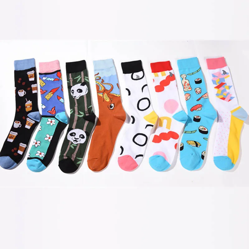 

Fashion Hip Hop Cartoon Men Socks Cartoon Fruit Personality Skateboard Breathable Happy Socks Calcetines Hombre