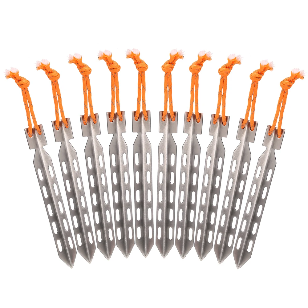 

6pcs/10pcs V Shape Titanium Tent Pegs Windproof Outdoor Camping Tent Nail Stakes Traveling Tent Accessories