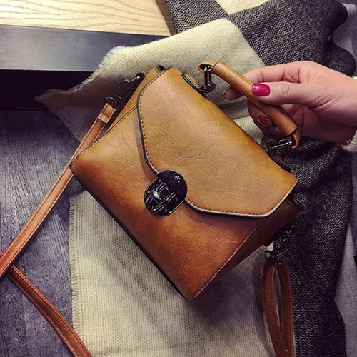 Yogodlns винтажные кожаные женские сумки с верхней ручкой Маленькая женская сумка через плечо сумка-мессенджер повседневные сумки - Цвет: light brown