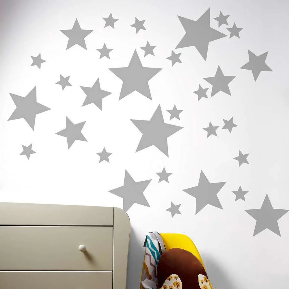 

55pcs/set Non-toxic PVC Nursery Wall Sticker Star Pattern Gift Art Decorations Vinyl Bedroom Self Adhesive Baby Kid Various Size