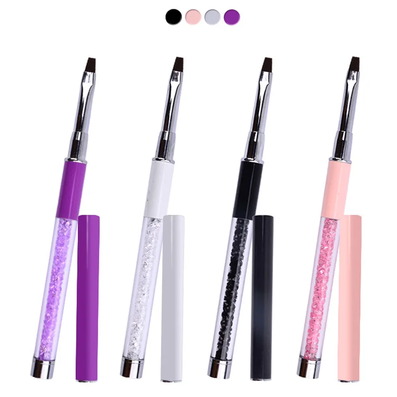 1Pcs Professional Rhinestones Metal Design Nail Art Brush Pen For UV Gel Drawing Painting Carving Flat Brushes Manicure Tools | Красота и