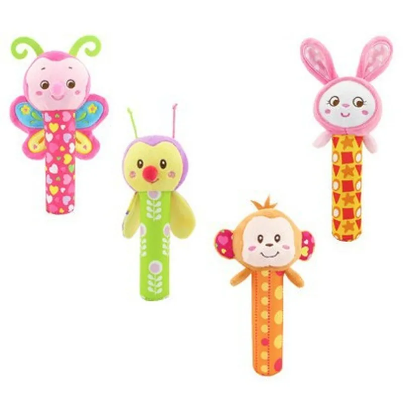 

Cartoon Baby Toys differnet kinds Baby plush rattle baby hand grip rod educational toys rattle animal BB Stick Hand Bell Toy