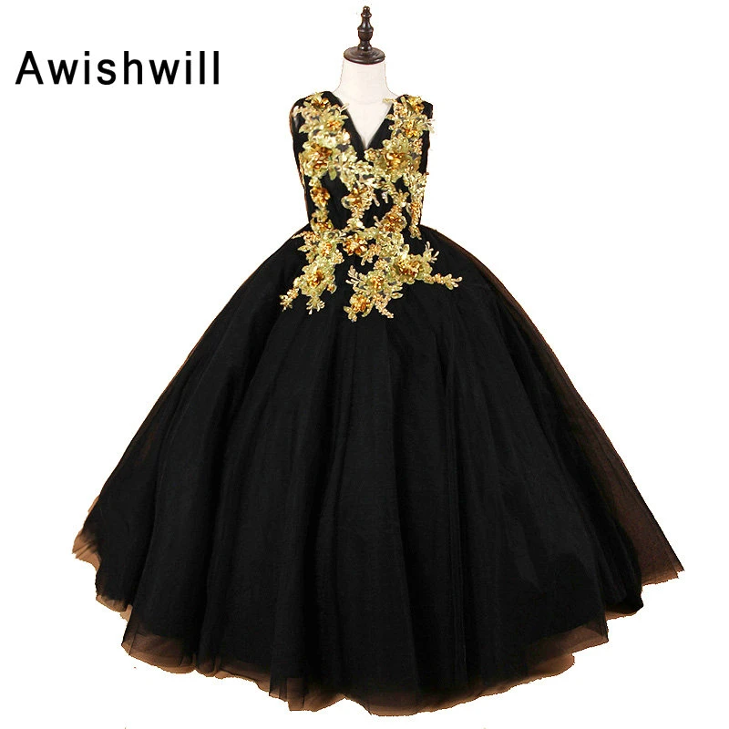 girls black ball gown