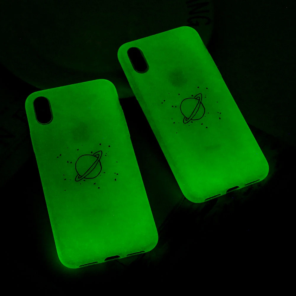 

Luminous Silicone Case For iPhone XS Max 6 S XR Cute Patterned Simple Night Glow Cover For iPhone 6 6S Plus 7 8 Plus X Case Soft