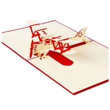 Горячая Распродажа 3D лазерная резка всплывающая праздничная открытка с днем рождения Подарочная открытка с самолетом модель