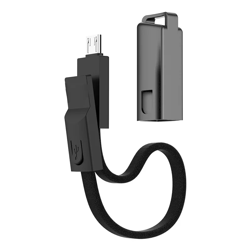 Брелок USB кабель ремешок для быстрой зарядки для iPhone 8 Micro usb type C зарядное устройство для телефона Зарядка Синхронизация данных короткий шнур USBC провод - Цвет: Черный