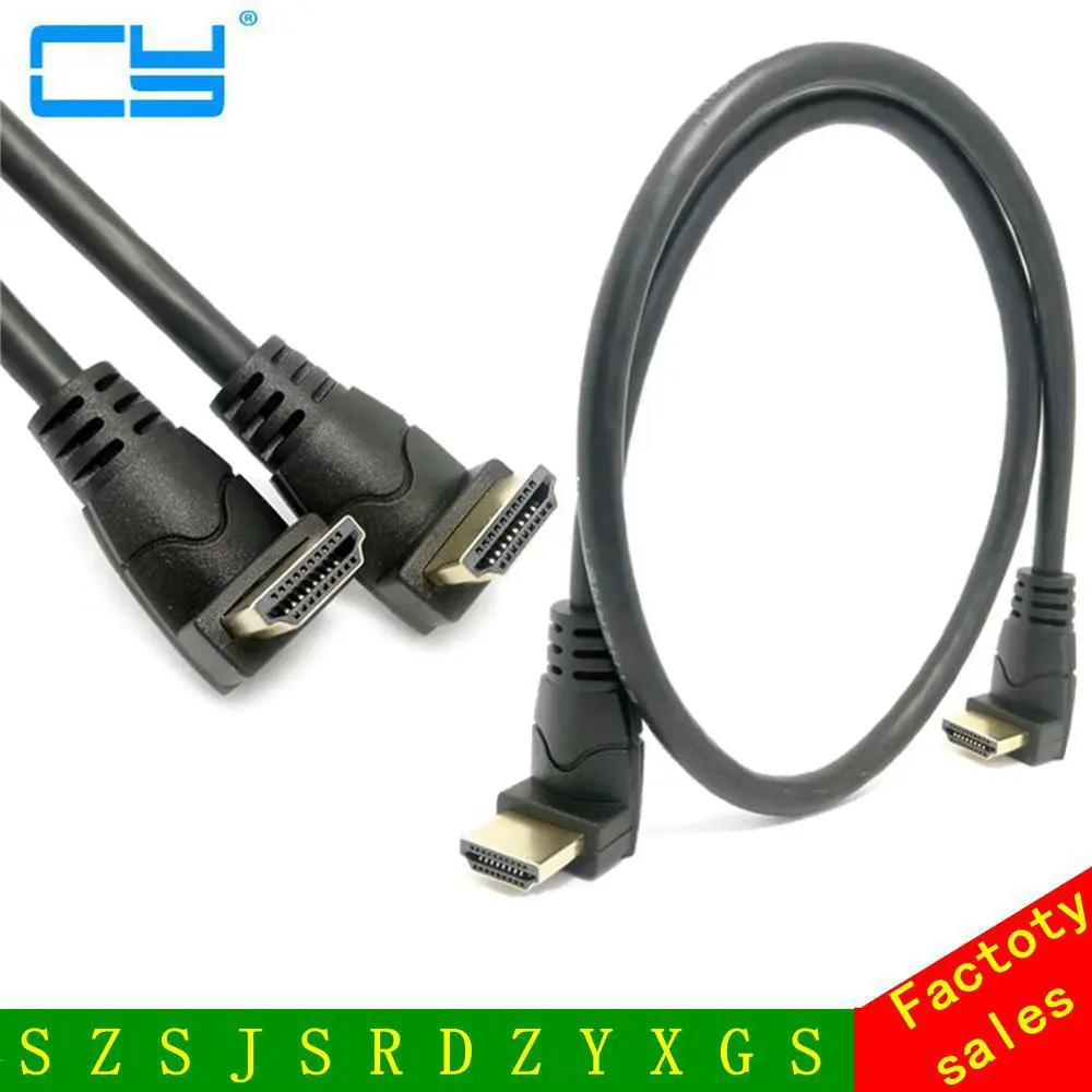 Высокое качество HDMI 2.0 4 К 3D двойной вверх под углом 90 градусов мужчинами HDTV кабель