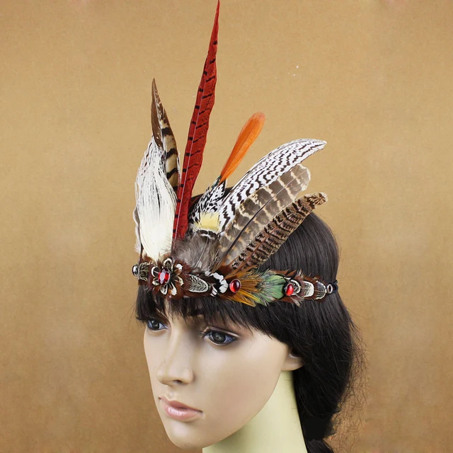 Free Shipping New Indian Tribal Chiefs Feather Headdress Hair ...