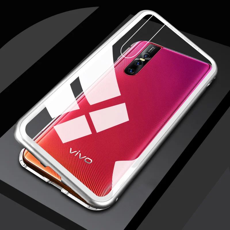 

chyi magnetic case for vivo v15 pro case clear glass hard back cover metal frame protection coque funda for vivo v15