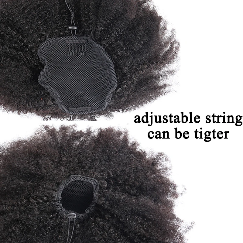 Goedkoop Afro Kinky Krullend Paardenstaart Remy Haar Stukken Voor Vrouwen Natuurlijke Zwarte Clip In Paardenstaarten Koord 100% Menselijk Haar Dolago Producten
