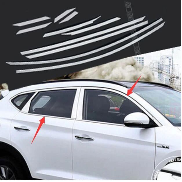 

2016 2017 FIT FOR HYUNDAI TUCSON UPPER WINDOW SILL CHROME TRIM LINING MOLDING STYLING COVER BEZEL FRAME GARNISH SURROUND