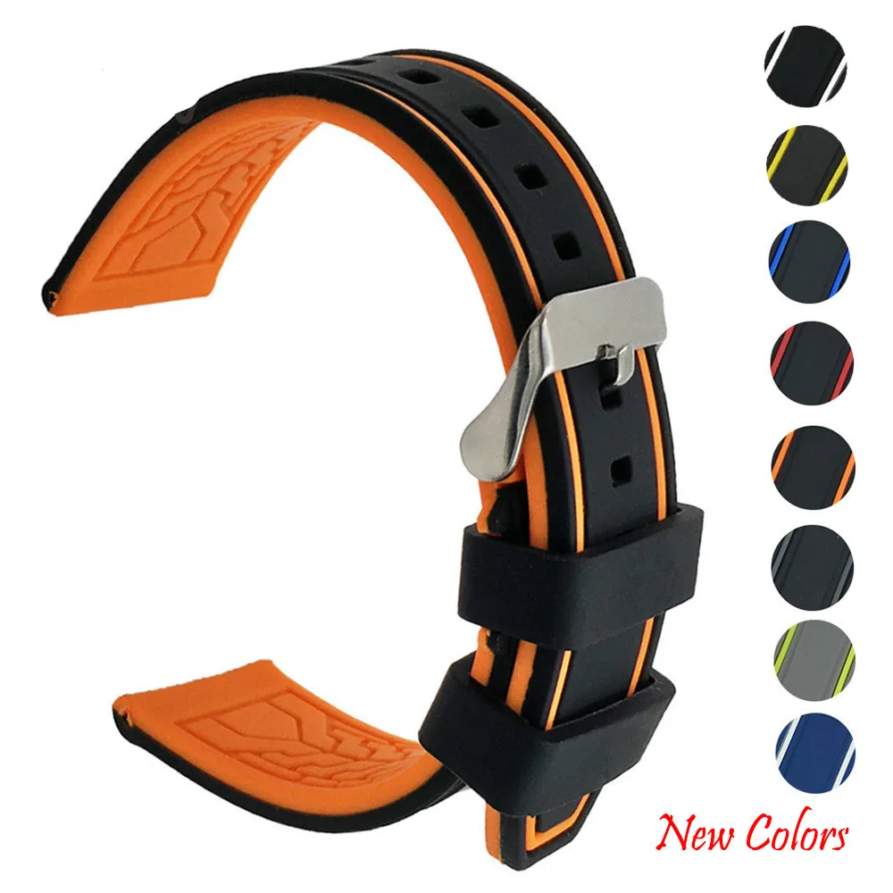 

Soft Silicone Watchband 20mm 22mm 24mm 26mm Rubber Diving Waterproof Replacement Bracelet Band Strap Watch Accessories