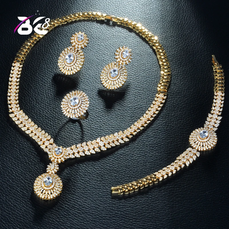 Be 8 Beauty Flower Design Dubai Gold Jewelry Sets for Women Elegent