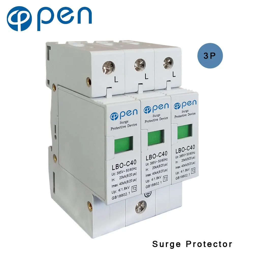 

OPEN LBO-C40 Series Household Surge Protective Device SPD 3P 20kA-40kS 380VAC/385VAC Low Voltage Arrester Device Protector