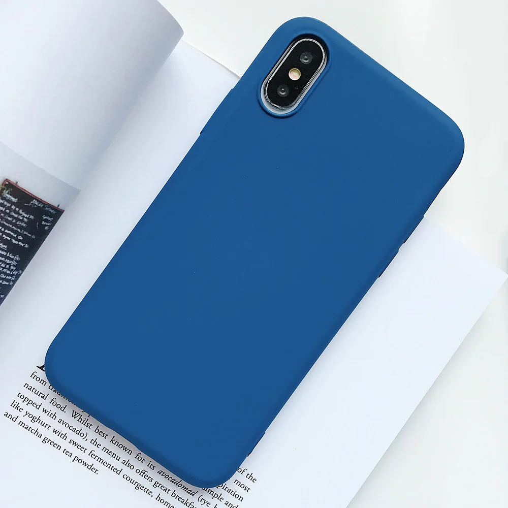 KIPX1124L_1_JONSNOW Pure Color Silicone Case for iPhone XS XR XS Max 6 6S 6P 7 8 Plus Ultra-thin Matte Dirt-resistant Soft TPU Solid Cover
