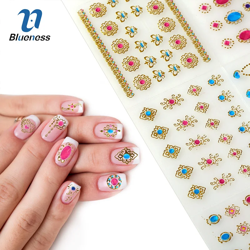 

24Pcs/Set 3D Nail Art Stickers Bronzing Gem Pattern Design For DIY Nails Beauty Manicure Decals Sticker JH139