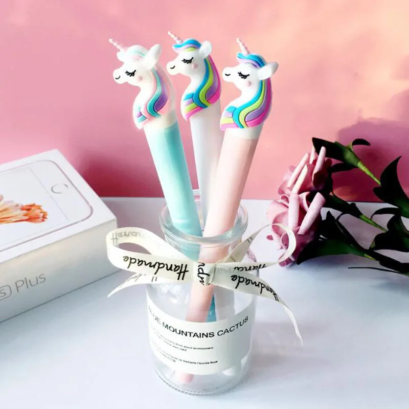 Candy Color Unicorn Gel Pens Creative Cute Pen Girl Heart Student Black Water Pen The Office School Supplies Korea Stationery