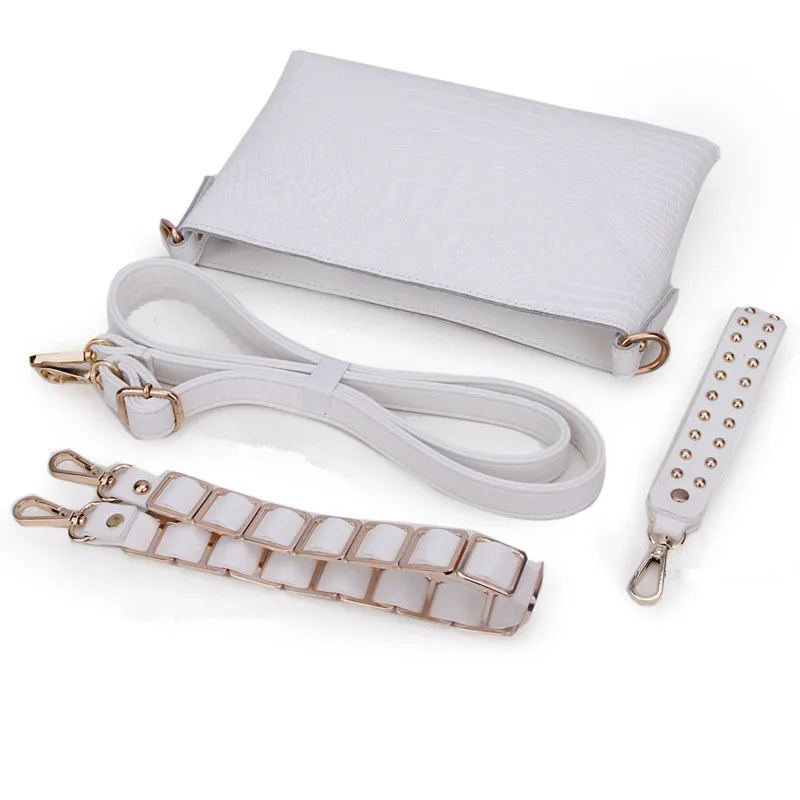 

Envelope Evening Clutch Bag White Crocodile Pattern Genuine Leather Women Shoulder Bags Cross Body Purses and Handbag Lady