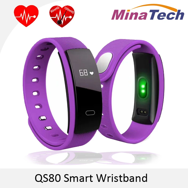 Original QS80 Bluetooth Smart Band Bracelet Wristband Heart Rate and Blood Pressure Sleep Monitoring for IOS