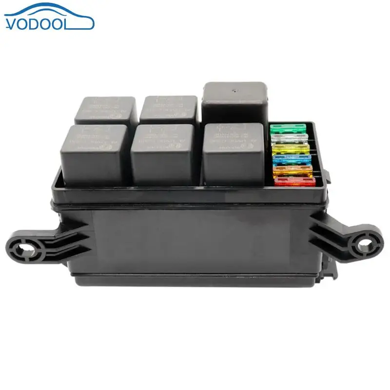 VODOOL Universal Relay Fuse Holder Box 12V Car Marine 6 Way Relay+ 6 Slot Blade Fuse Storage Box