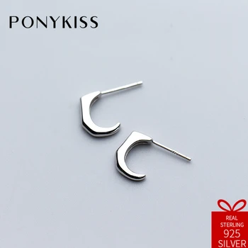 

PONYKISS Office S925 Sterling Silver Elegant Creative Round Hoop Earrings For Women Party Fine Accessories Birthday Gift