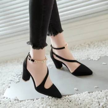 

Big Size 11 12 13 14 high heels sandals women shoes woman summer ladies Pointed cingulate Package the heel Thick with sandals