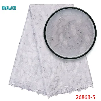 

Big Quality African Cotton Lace Fabric With Stones 5yards African Swiss Voile Lace Wedding For White Nigerian Lace 2686b