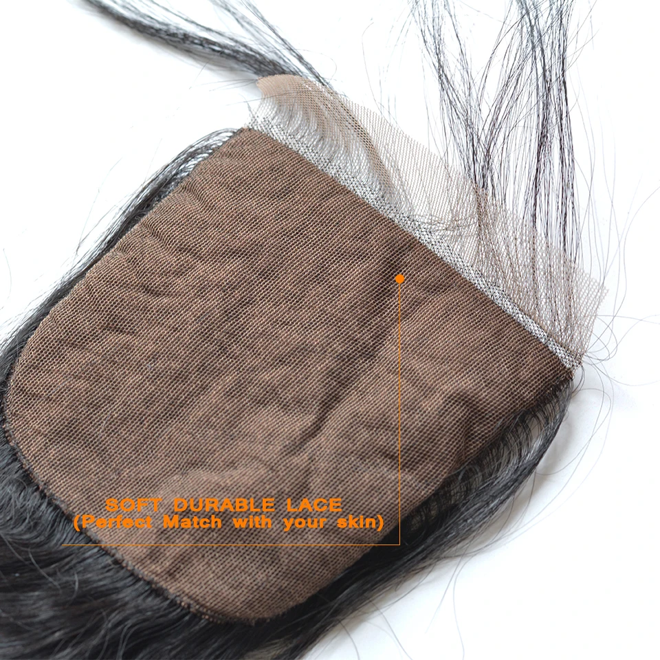 BAISI волосы бразильские виргинские волосы шелковая основа закрытие 4x4 свободная волна шелк закрытие 100% человеческих волос