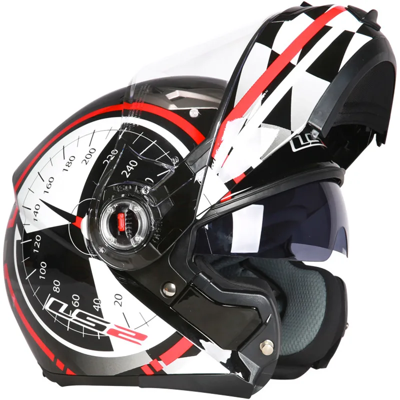 LS2 FF370 мотоциклетный Filp up модульный шлем Полнолицевой гоночный КАСКО Moto Capacetes de Motociclista двойной козырек моторный шлем - Цвет: Red Meter