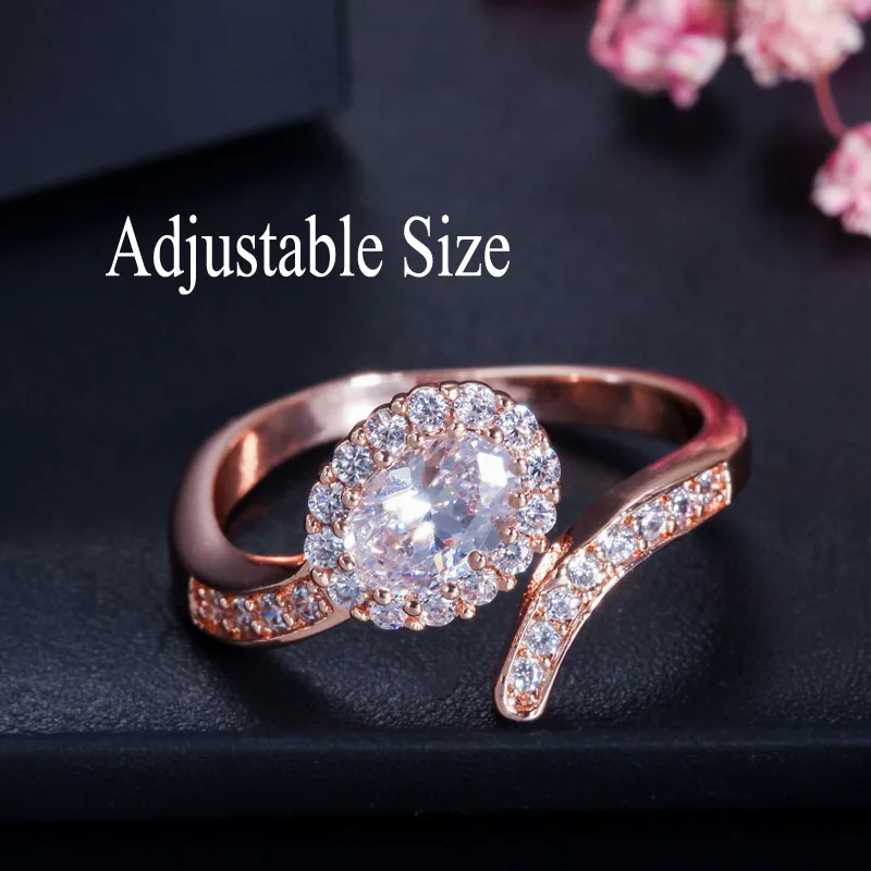 CWWZircons Stack Skinny Micro Pave CZ Модные женские обручальные свадебные вечерние кольца с кубическим цирконием наборы ювелирных изделий подарок R127 - Цвет основного камня: Adjustable Size