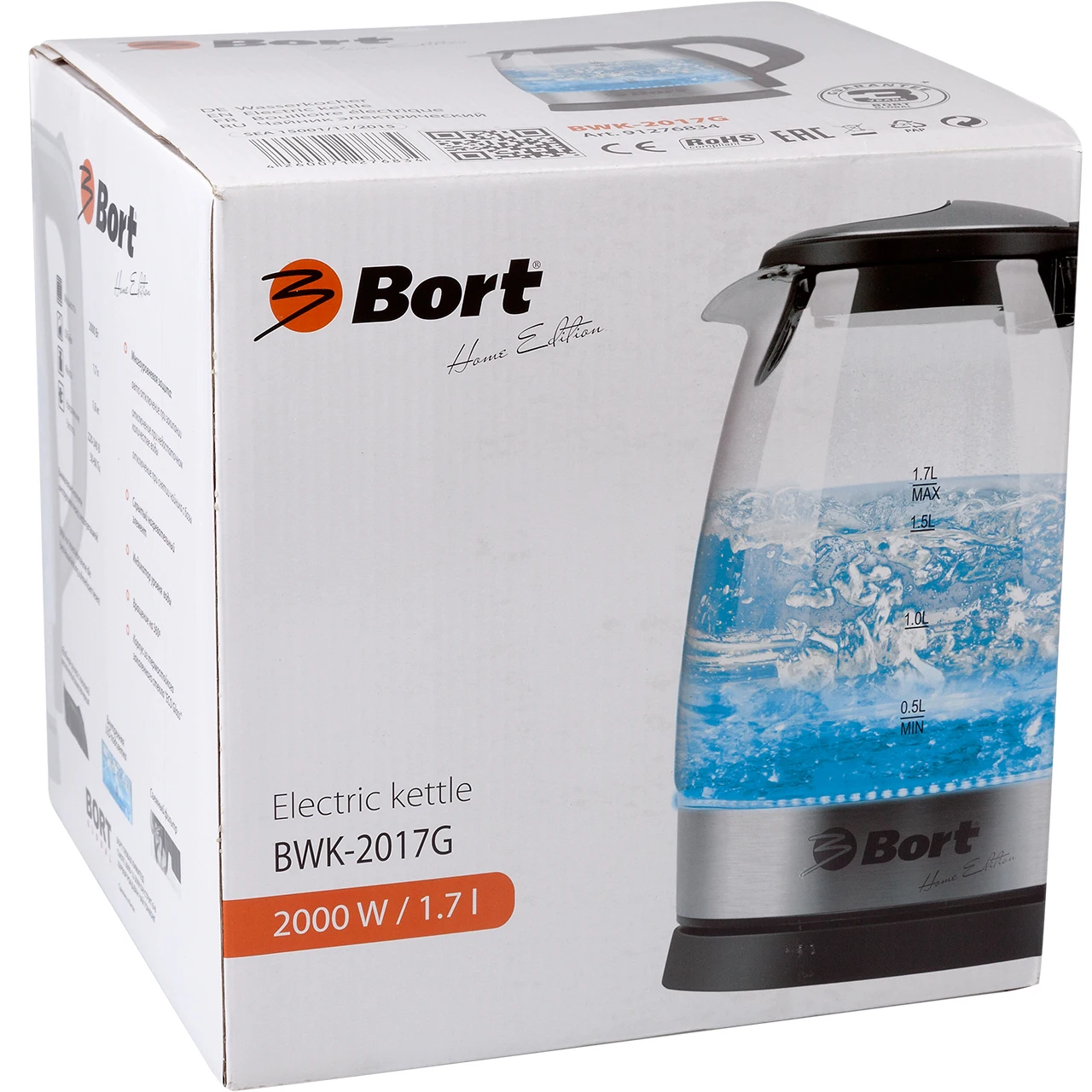 Чайник электрический Bort BWK-2017G (подсветка, объем 1.7л., защита от перегрева)