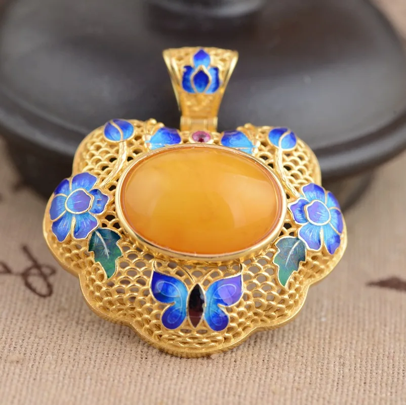 

Deer king S925 Sterling Silver Pendant Jewelry beeswax blossoming pendant antique Shaolan craft female models