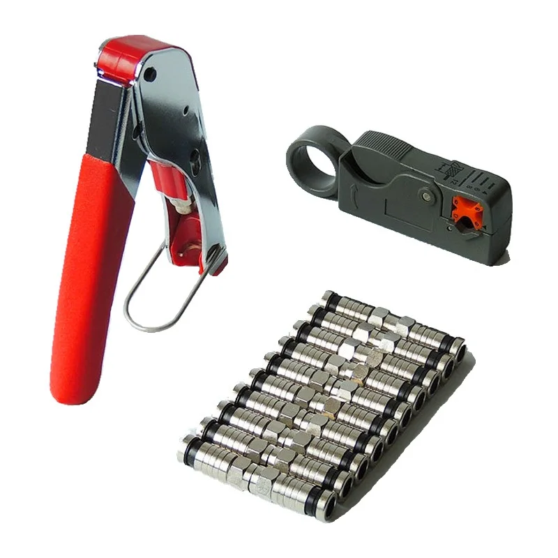 

Coaxial Cable Wire Stripper RG6/RG59 Compression F Connector Tool Crimping Pliers Wire Stripping Pliers Kit HT612-614