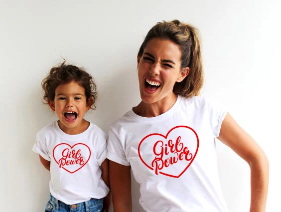 1pcs Mom Baby Girl Power Matching Shirt T-Shirt Family Outfit Clothes Summer Short Sleeve Casual T Shirt Family Look