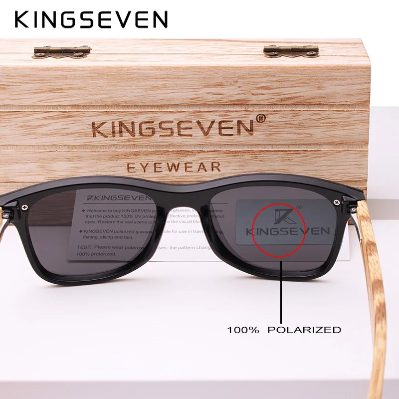 Женские и мужские солнцезащитные очки KINGSEVEN винтажные деревянные с