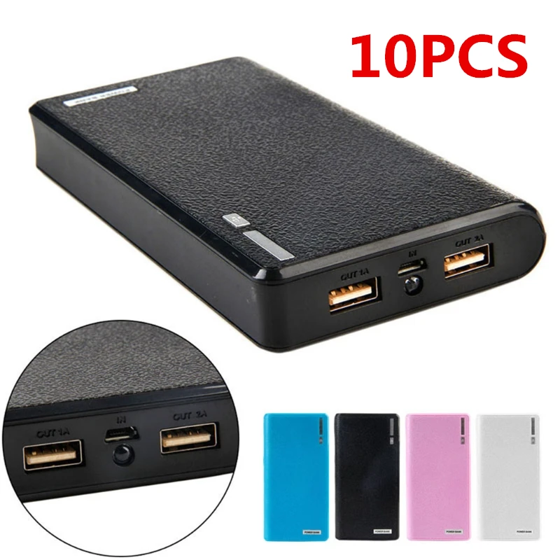 10 шт. внешний аккумулятор с двумя USB-портами 6x18650 |