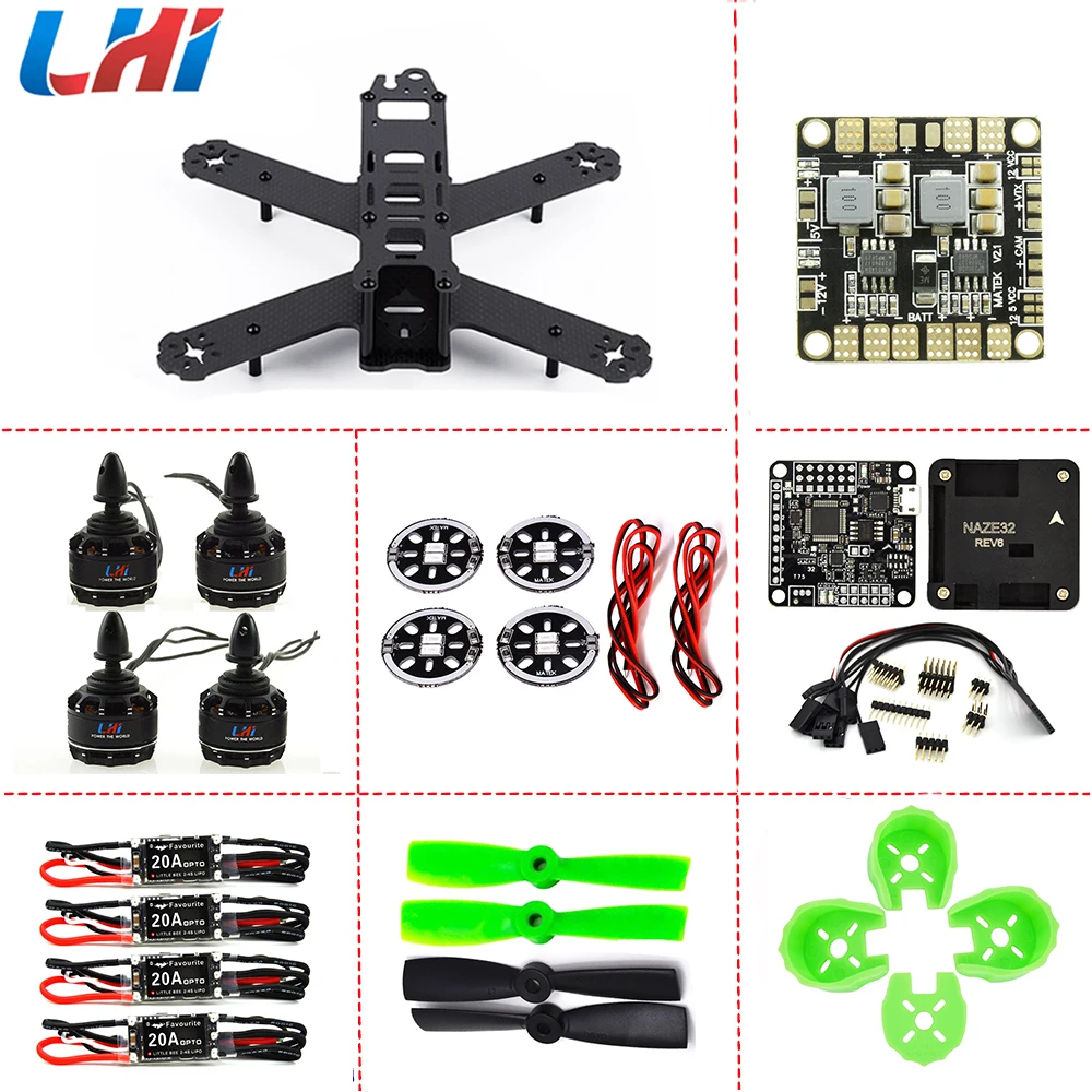 

FPV ARF 210mm Pure Carbon Fiber Frame + NAZE32 REV6 6 DOF 2300KV LittleBee 20A 4050 drone with camera dron fpv drones quadcopter