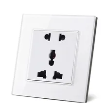 Free Shipping Wall Power Socket New Outlet EU/UK/US Standard White Crystal Glass Panel AC110~250V 10A Wall Socket Free Shipping Wall Power Socket New Outlet EU/UK/US Standard White Crystal Glass Panel AC110~250V 10A Wall Socket