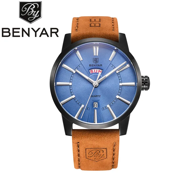BENYAR наручные часы Мужские часы лучший бренд класса люкс Популярные известные мужские часы кварцевые часы Бизнес Кварцевые часы Relogio Masculino - Цвет: black blue