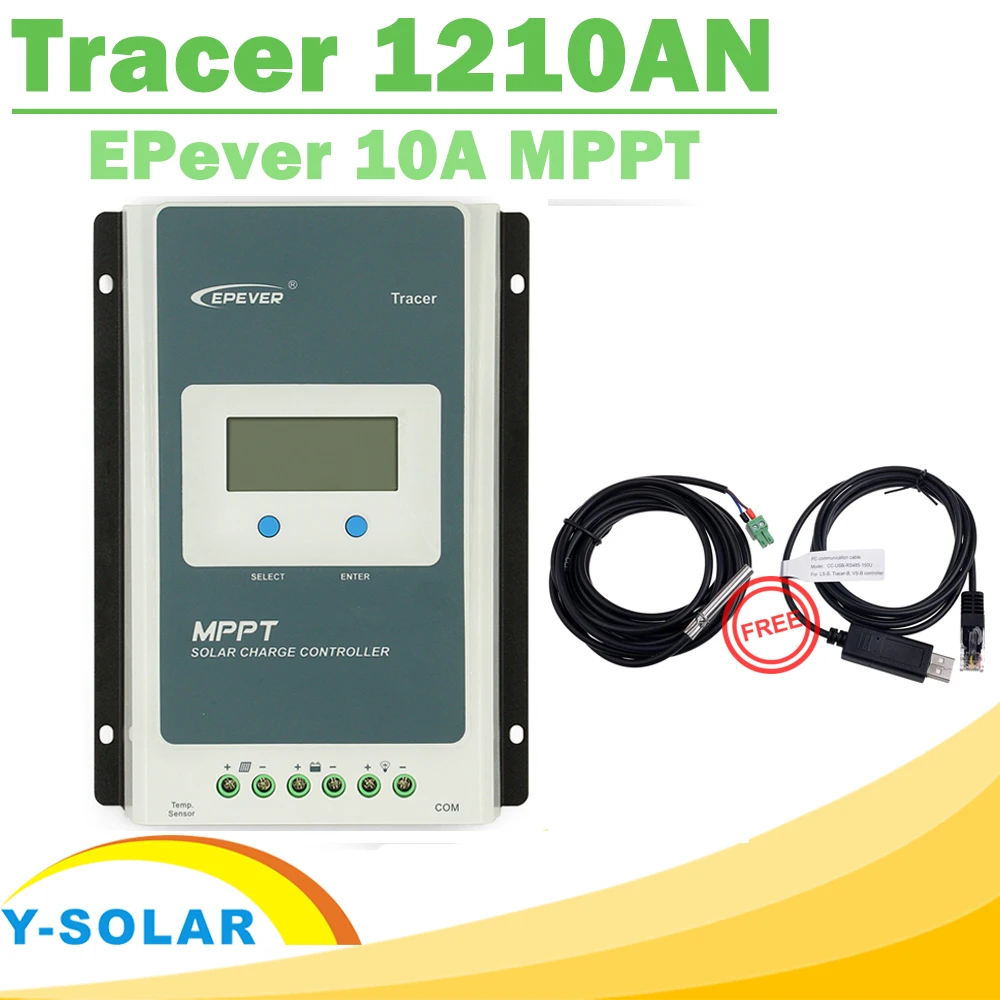 Контроллер солнечной батареи EPsolar MPPT 1210AN, регулятор заряда аккумуляторной батареи 10 А 12 В 24 В с ЖК-дисплеем и двумя бесплатными кабелями Контроллер солнечной батареи EPsolar MPPT 1210AN, регулятор заряда аккумуляторной батареи 10 А 12 В 24 В с ЖК-дисплеем и двумя бесплатными кабелями