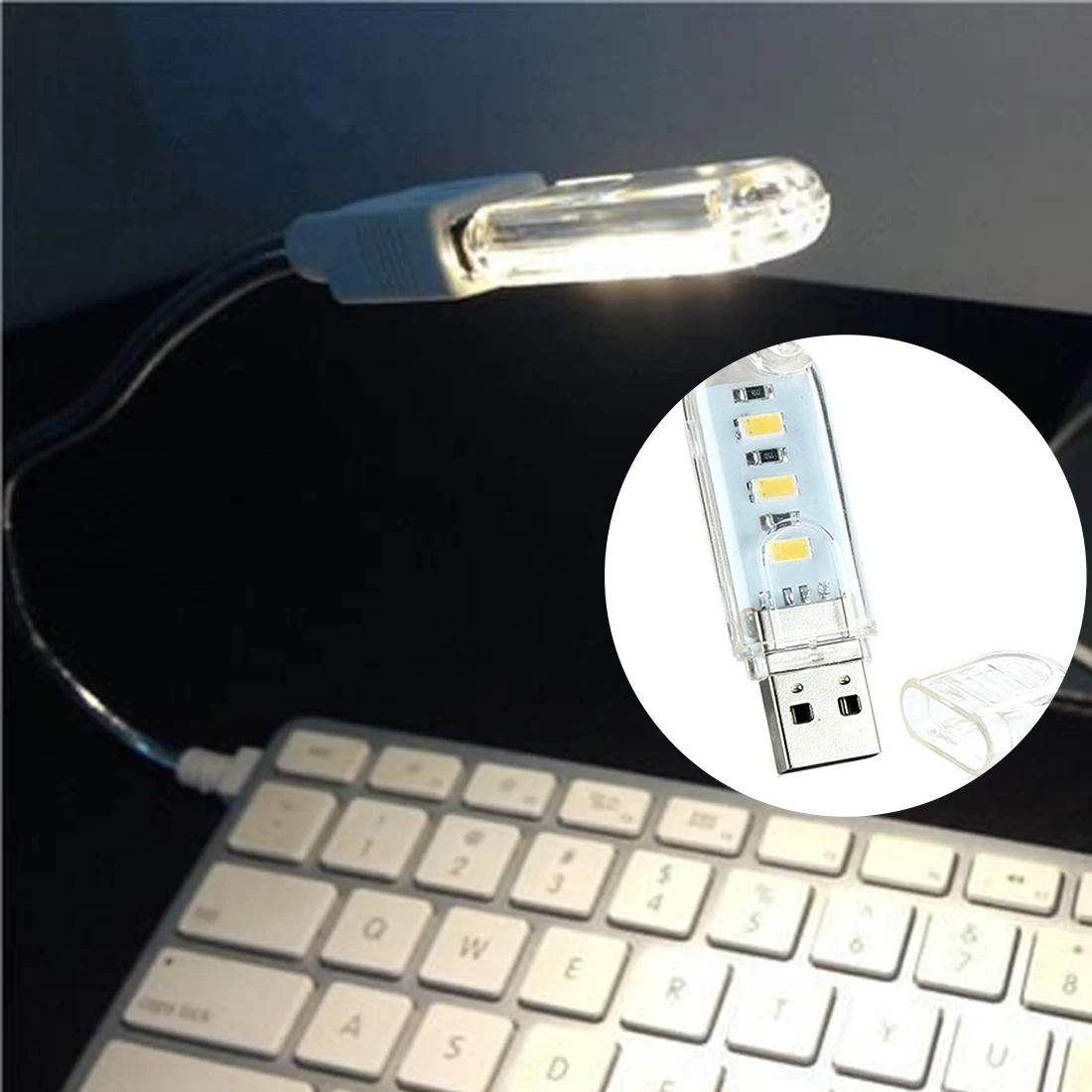 Мини USB Светодиодная настольная лампа портативная Ночная для питания ПК ноутбука