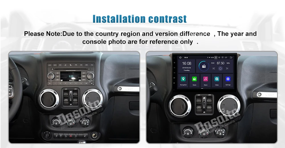 Sale Dasaita 10.2" Multimedia Player Android 9.0 GPS Navi 1 Din Car Radio 1080P Video for Jeep Wrangler 2015 2016 with AUX Bluetooth 3