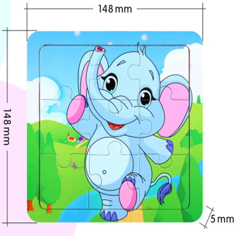 Children's Toys Cute Cartoon Animal Wooden Children Puzzle Baby Brain Teaser Child Tangram Shapes Jigsaw Board