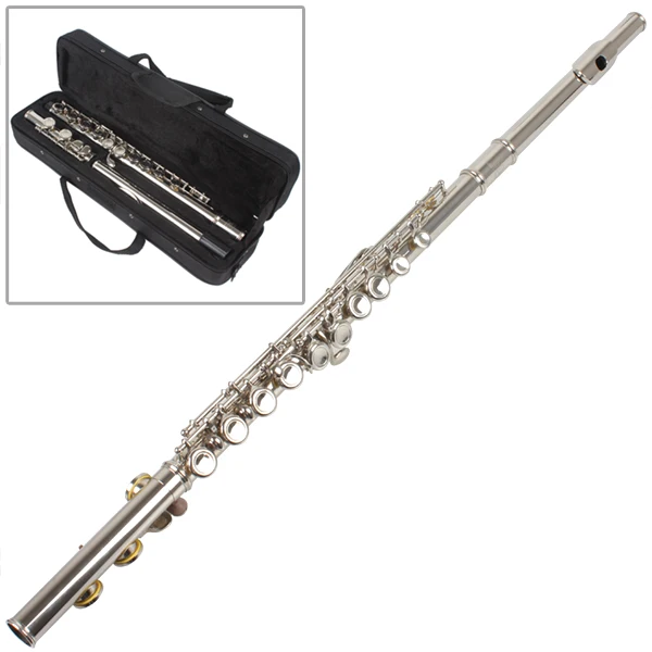 Tone C LADE Silver Plated 16 Closed Holes CKey Flute with Case / Cloth / Screwdriver Tone C LADE Silver Plated 16 Closed Holes CKey Flute with Case / Cloth / Screwdriver
