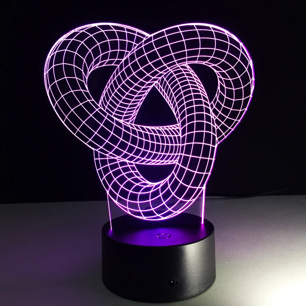  Artistic Abstraction Loop Knot Modern 3D USB Night Light Colorful LED Desk Table Light Lamp For Hom