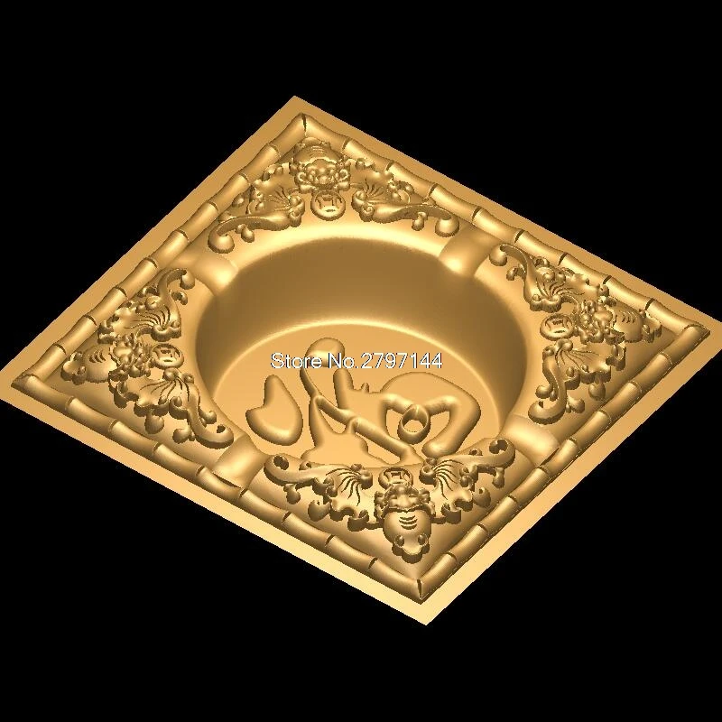 

Ashtray_good fortune 3D model relief figure STL format 3d model relief for cnc in STL file format