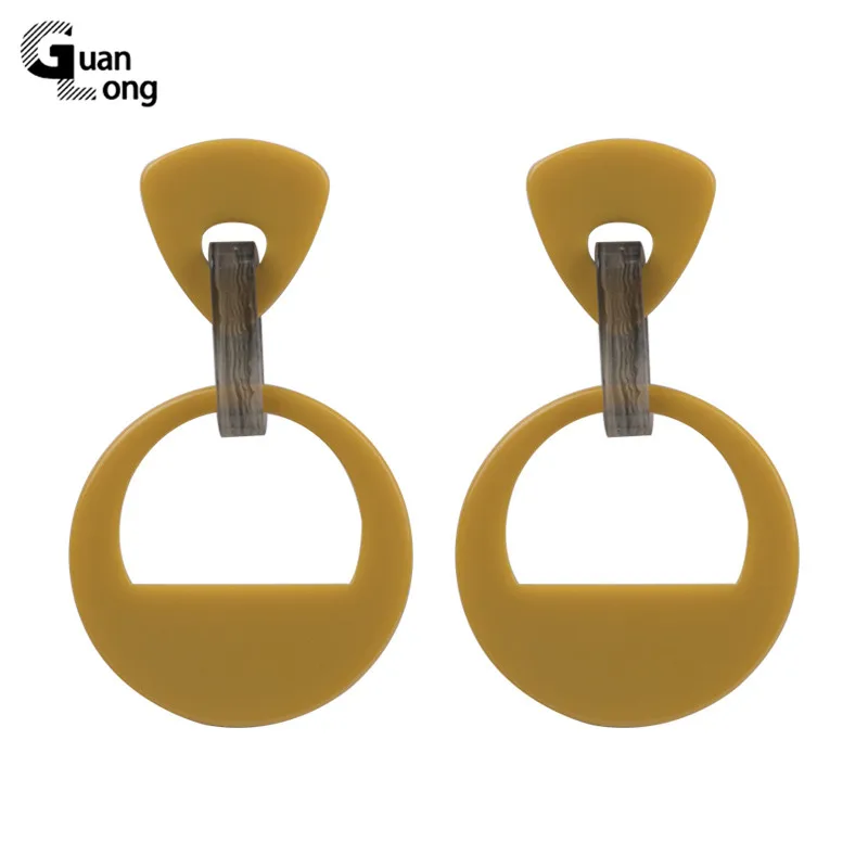 

GuanLong Vintage Big Long Circle Geometric Acrylic Resin Fashion Drop Earrings Women Dangle Earring for Girls Jewelry Brincos