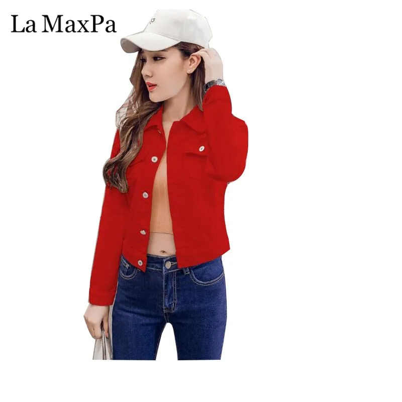 New 2018 Autumn Winter Women's Denim Jackets Vintage Casual White Black Coat Female Short Slim Jean Jacket Women Basic Coat