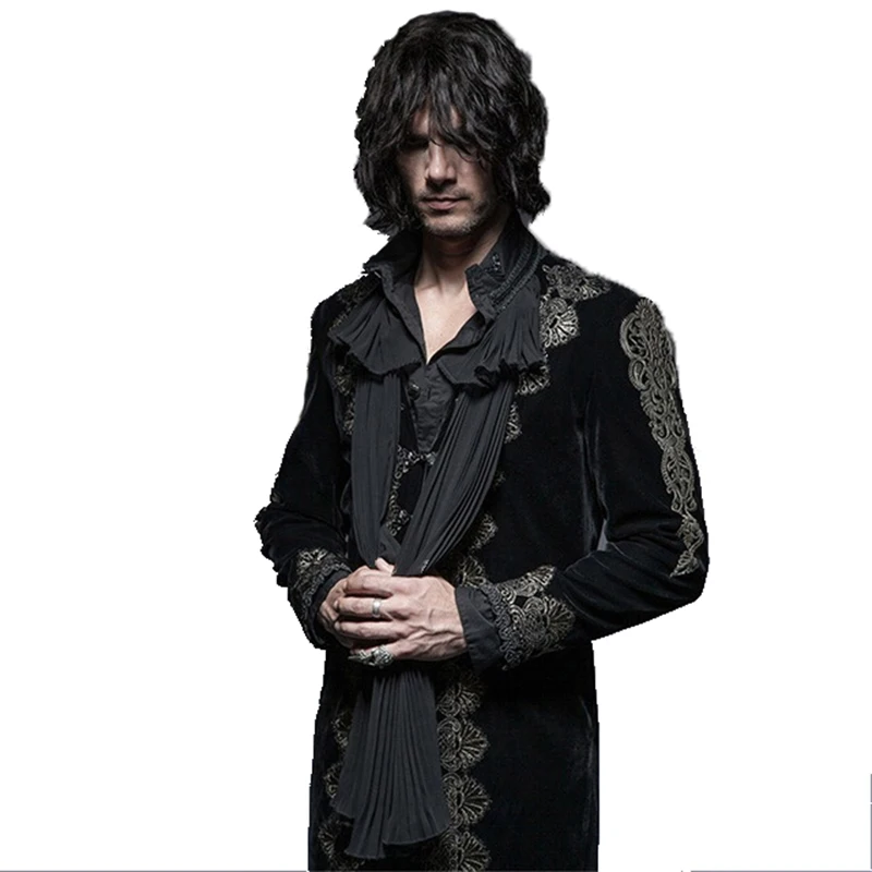 Gothic Men Dress Coats Steampunk Spring Aesthetic Embossed